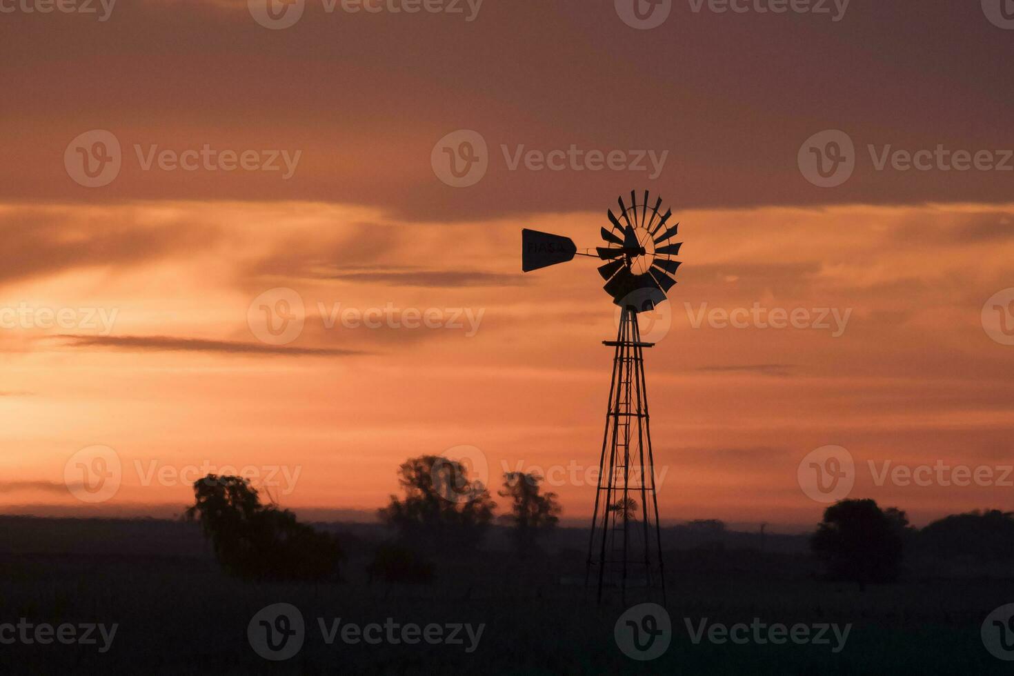 Pampas sunset landscape, La pampa, Argentina photo