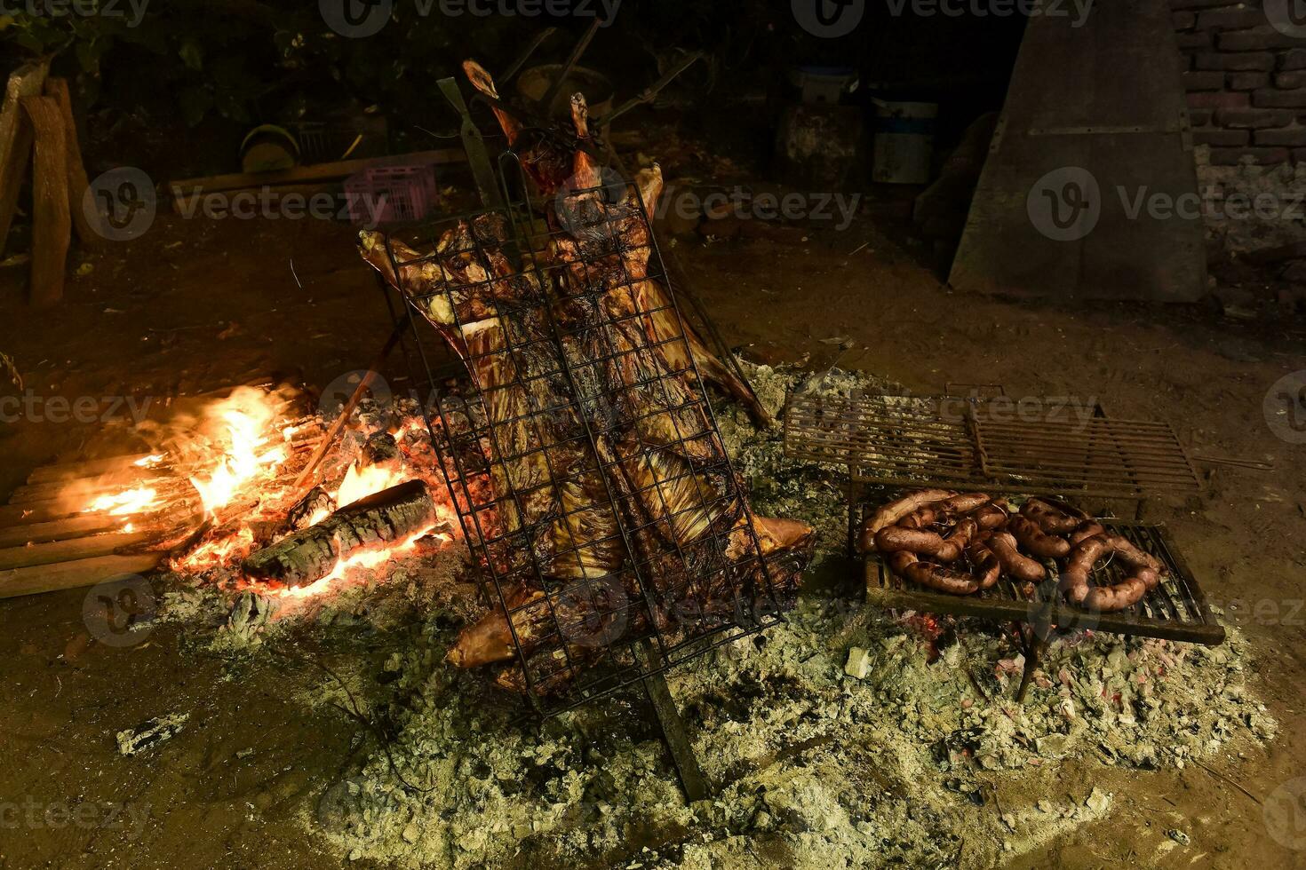 Lamb grilled on the spit photo