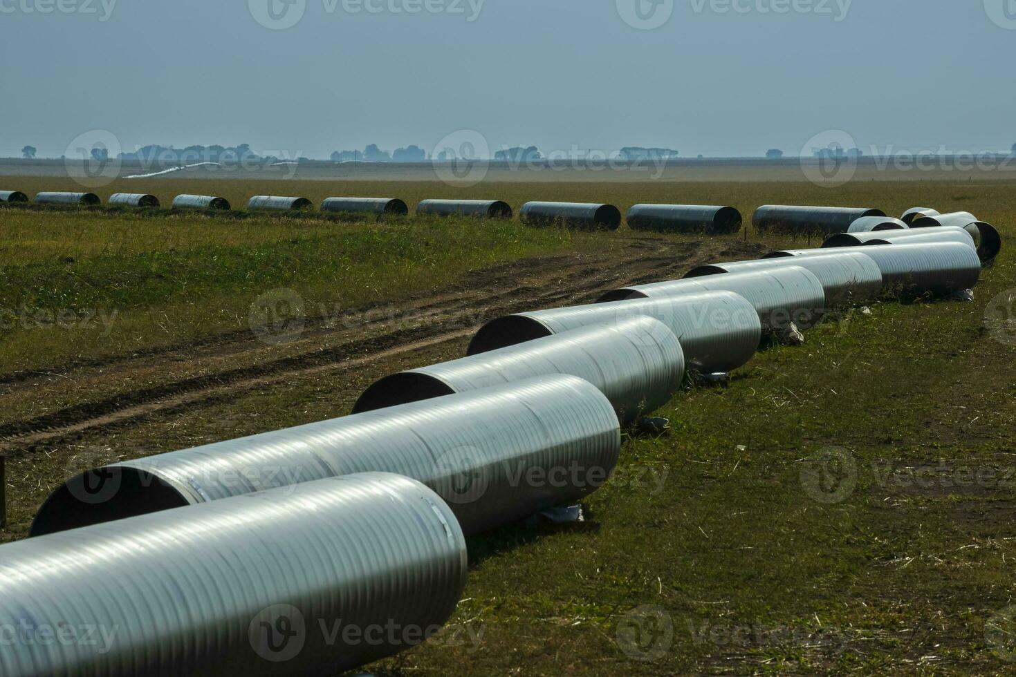 Gas pipeline construction, La Pampa province , Patagonia, Argentina. photo