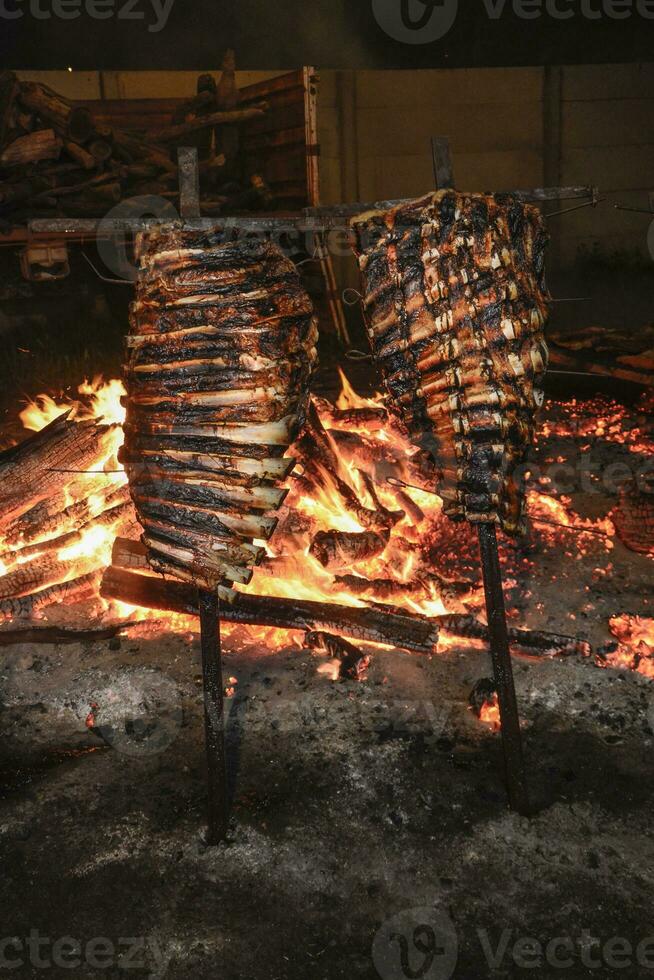 Barbecue cow ribs, traditional Argentine roast photo