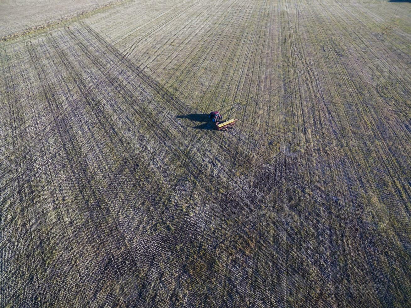 Tractor and seeder, direct sowing in the pampa, Argentina photo