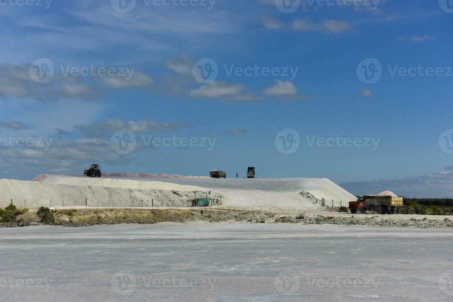Extraction of raw material salt, from an open pit mine, La Pampa, Argentina photo