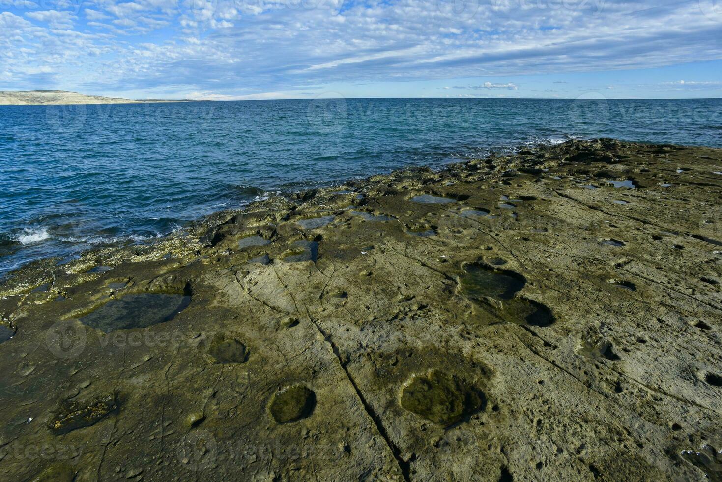 Coastal landscape with cliffs in Peninsula Valdes, World Heritage Site, Patagonia Argentina photo