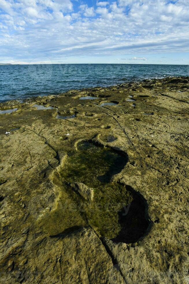 Coastal landscape with cliffs in Peninsula Valdes, World Heritage Site, Patagonia Argentina photo