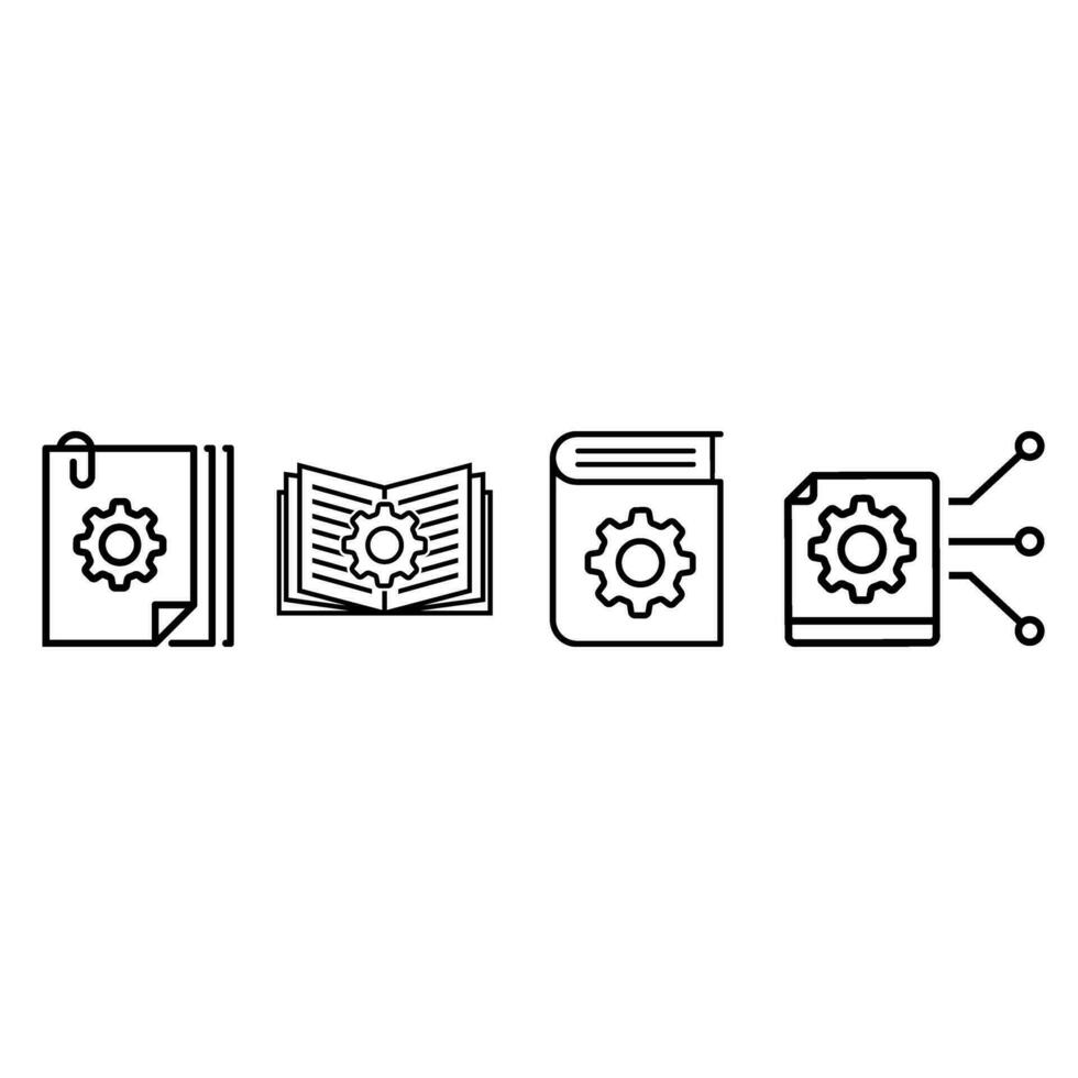 Document vector icon set. technical documentation illustration sign collection. manual symbol.