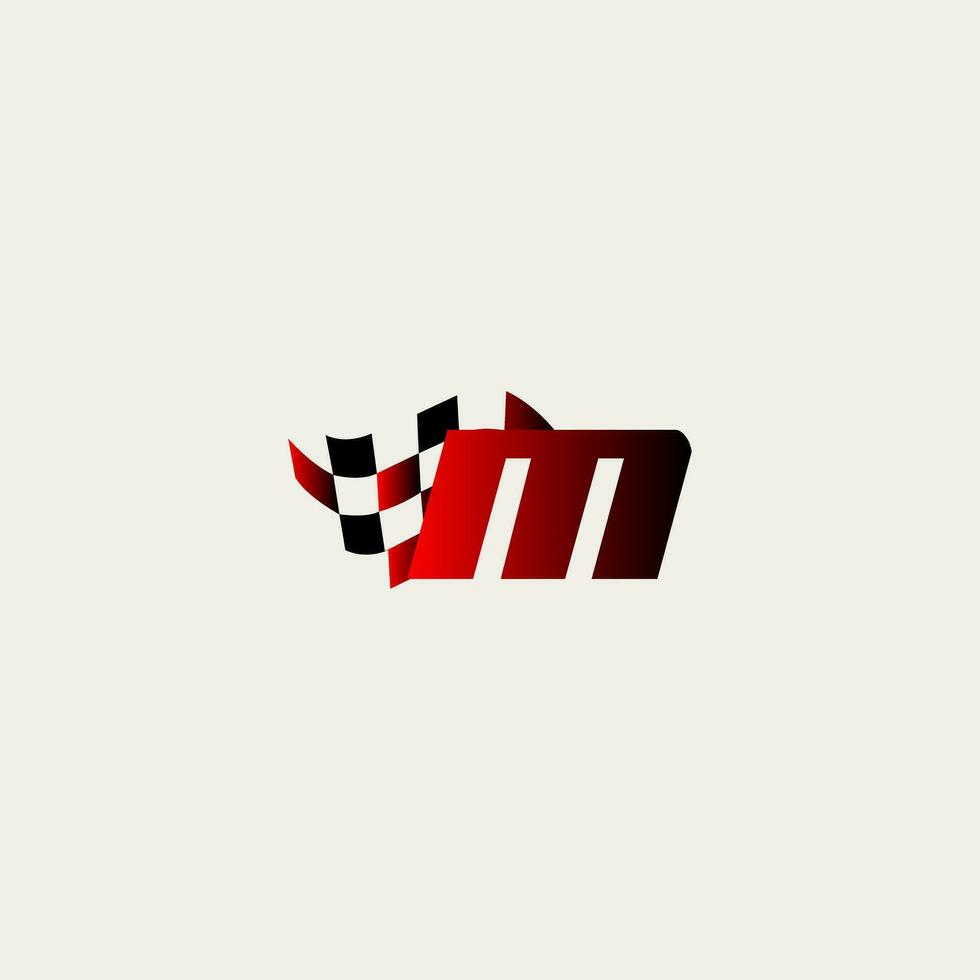 letter M flag racing race design vector