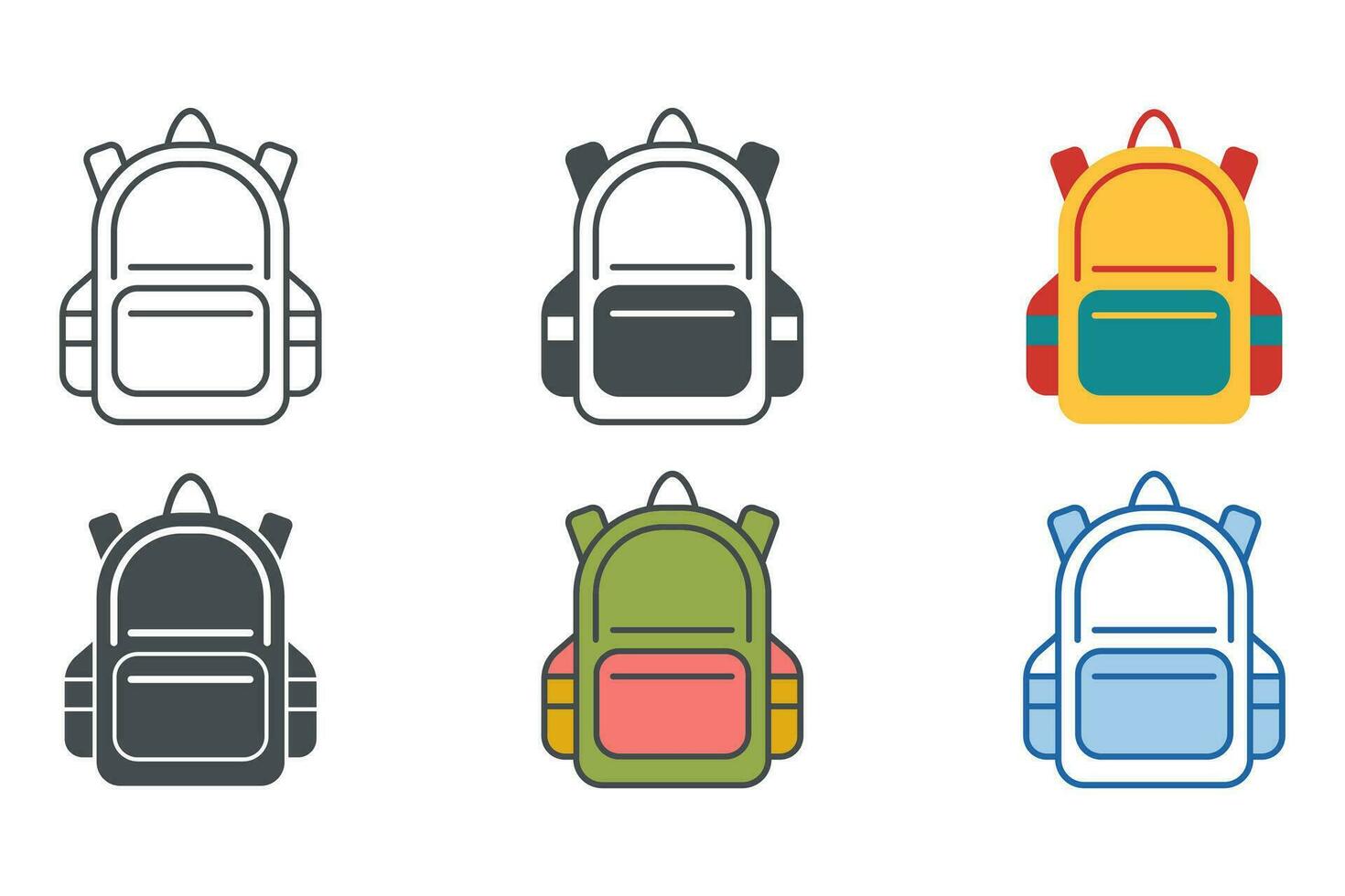 colegio bolsa, mochila icono símbolo modelo para gráfico y web diseño colección logo vector ilustración