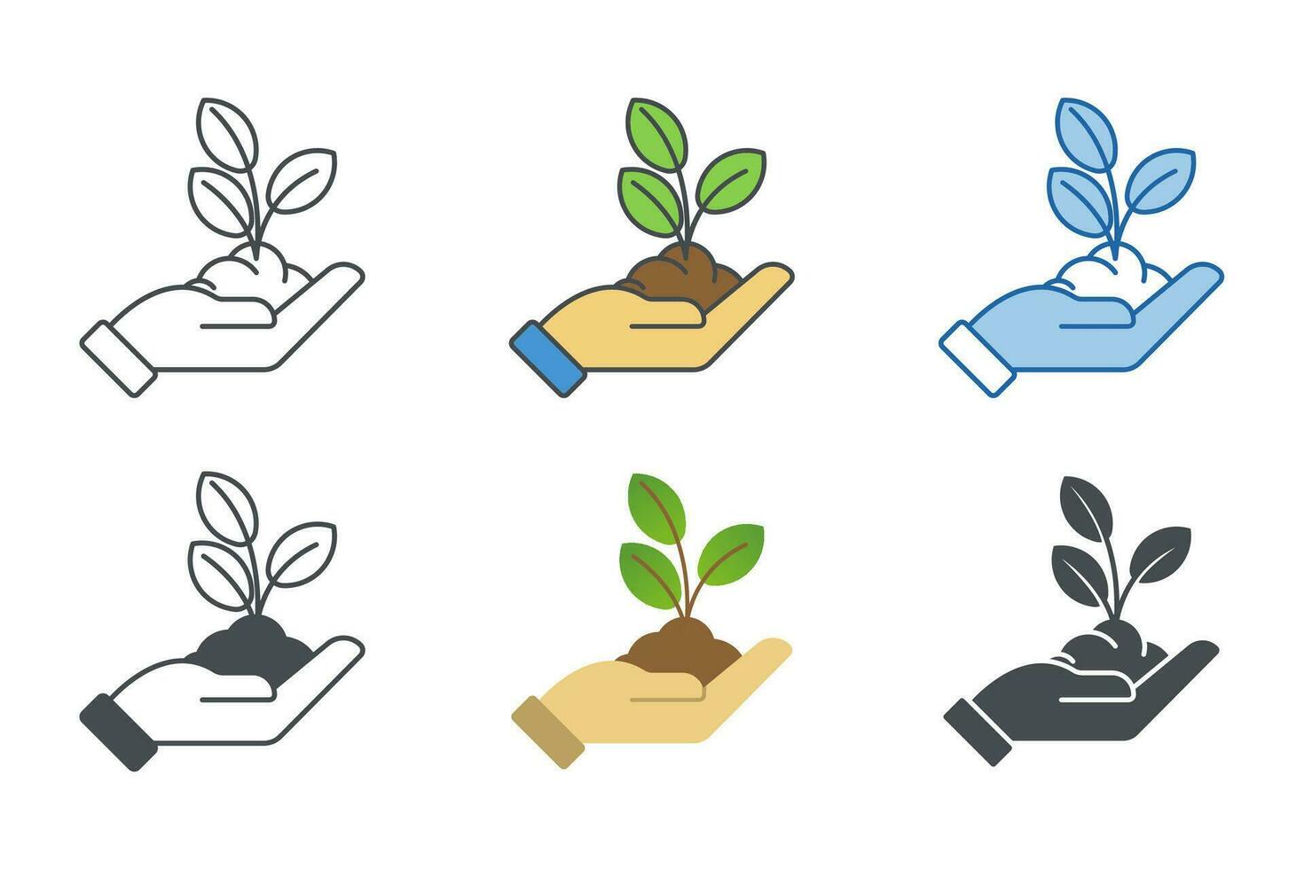 Plant in hand, Eco Care Icon symbol template for graphic and web design collection logo vector illustration