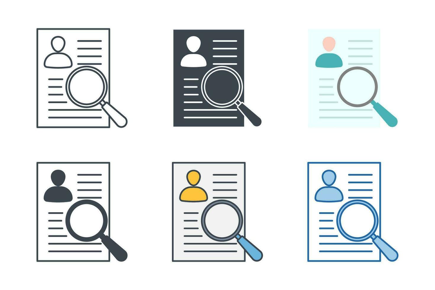 Magnifying Glass over Resume Icon symbol template for graphic and web design collection logo vector illustration