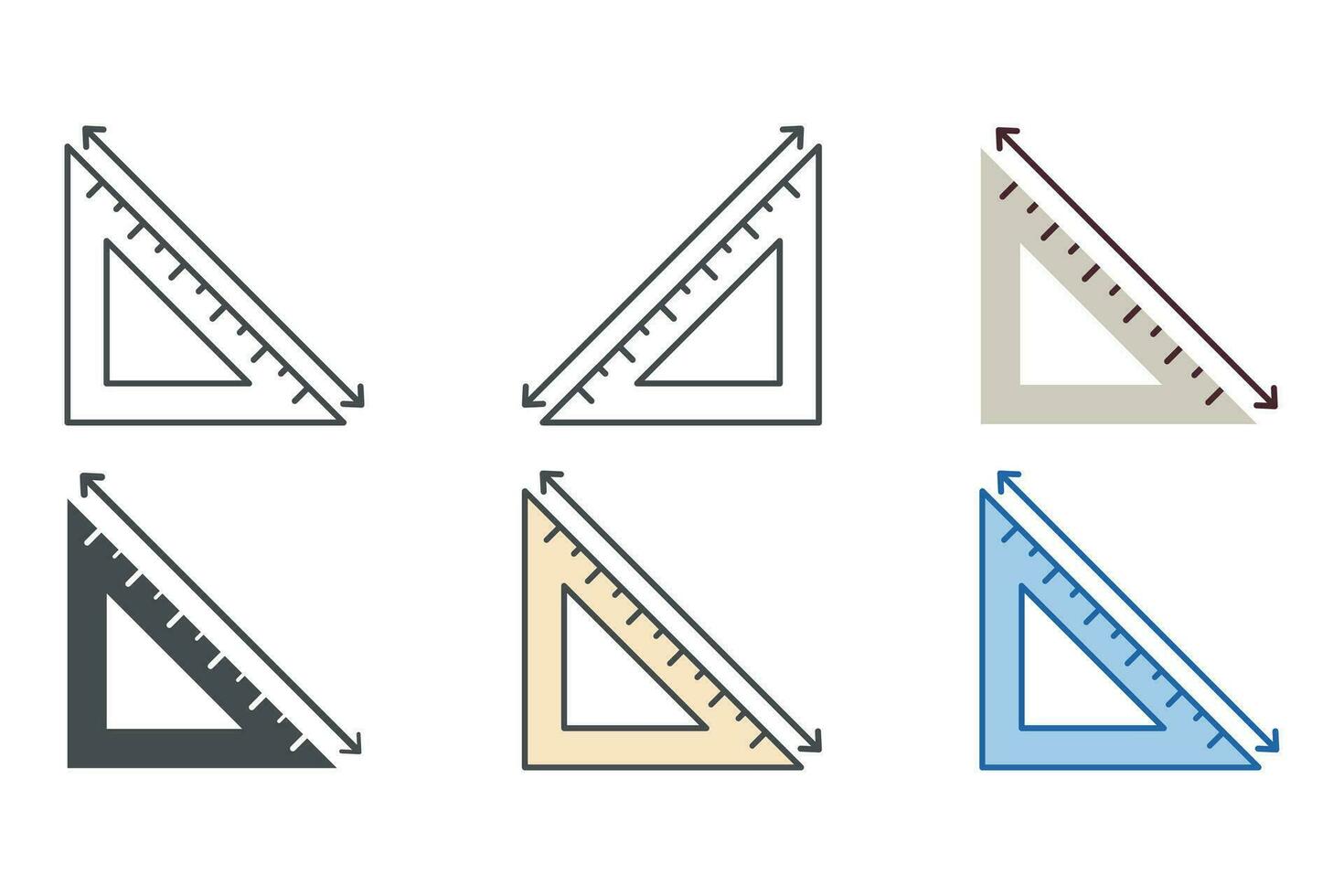 Triangle ruller scale geometry Icon symbol template for graphic and web design collection logo vector illustration