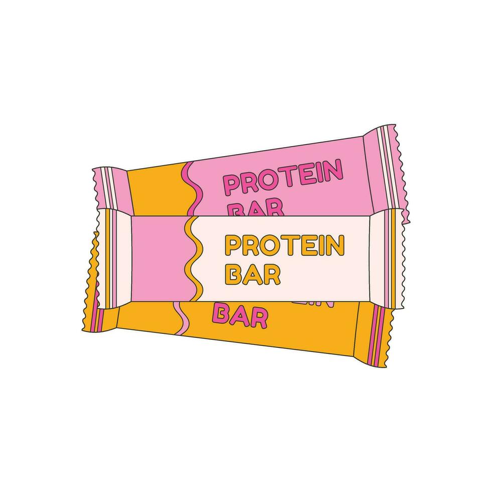 Protein bars. Various Sport equipment. Fitness inventory, gym accessories. Workout stuff bundle. vector