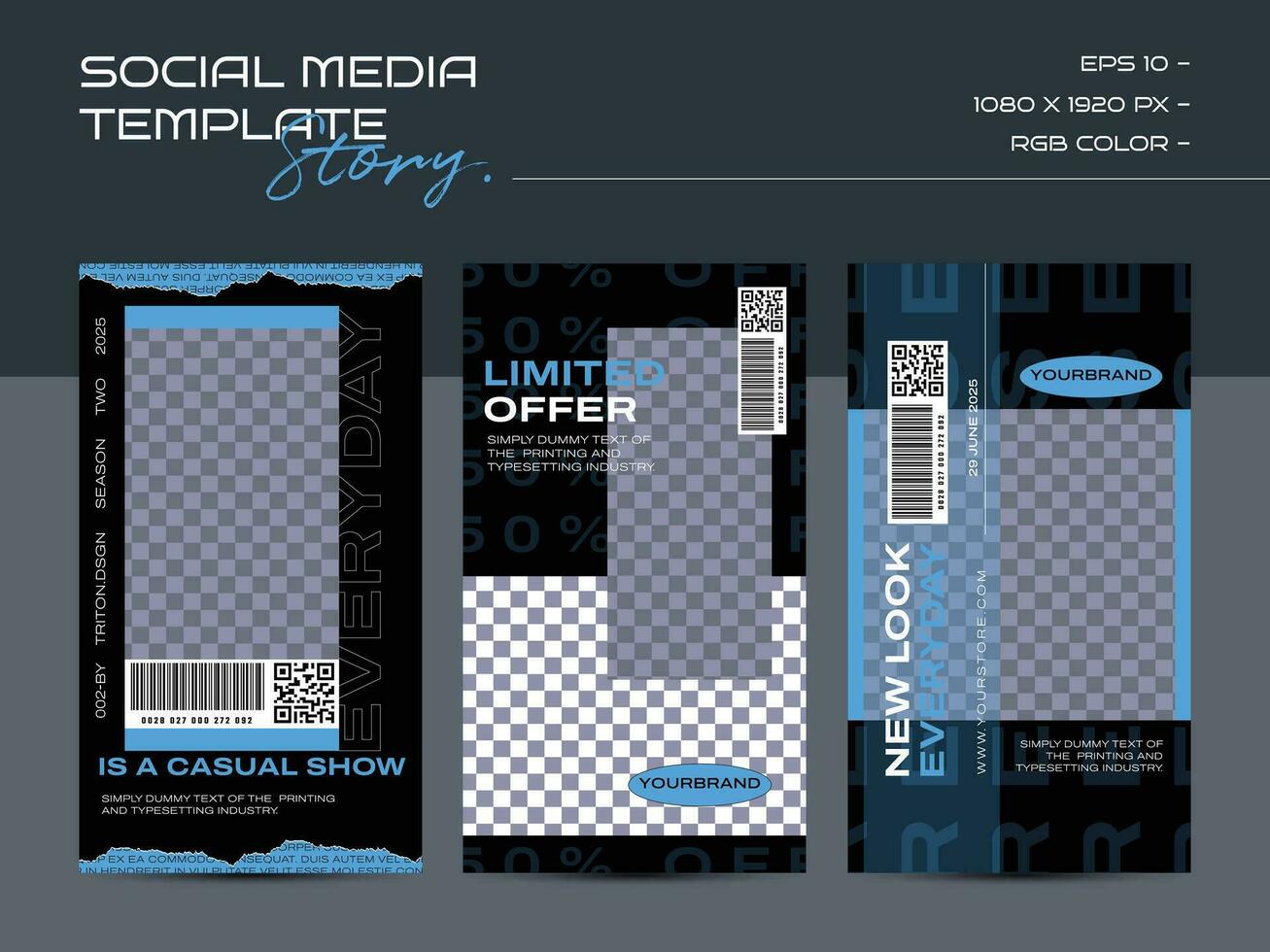 Modern fashion design for social media story template vector