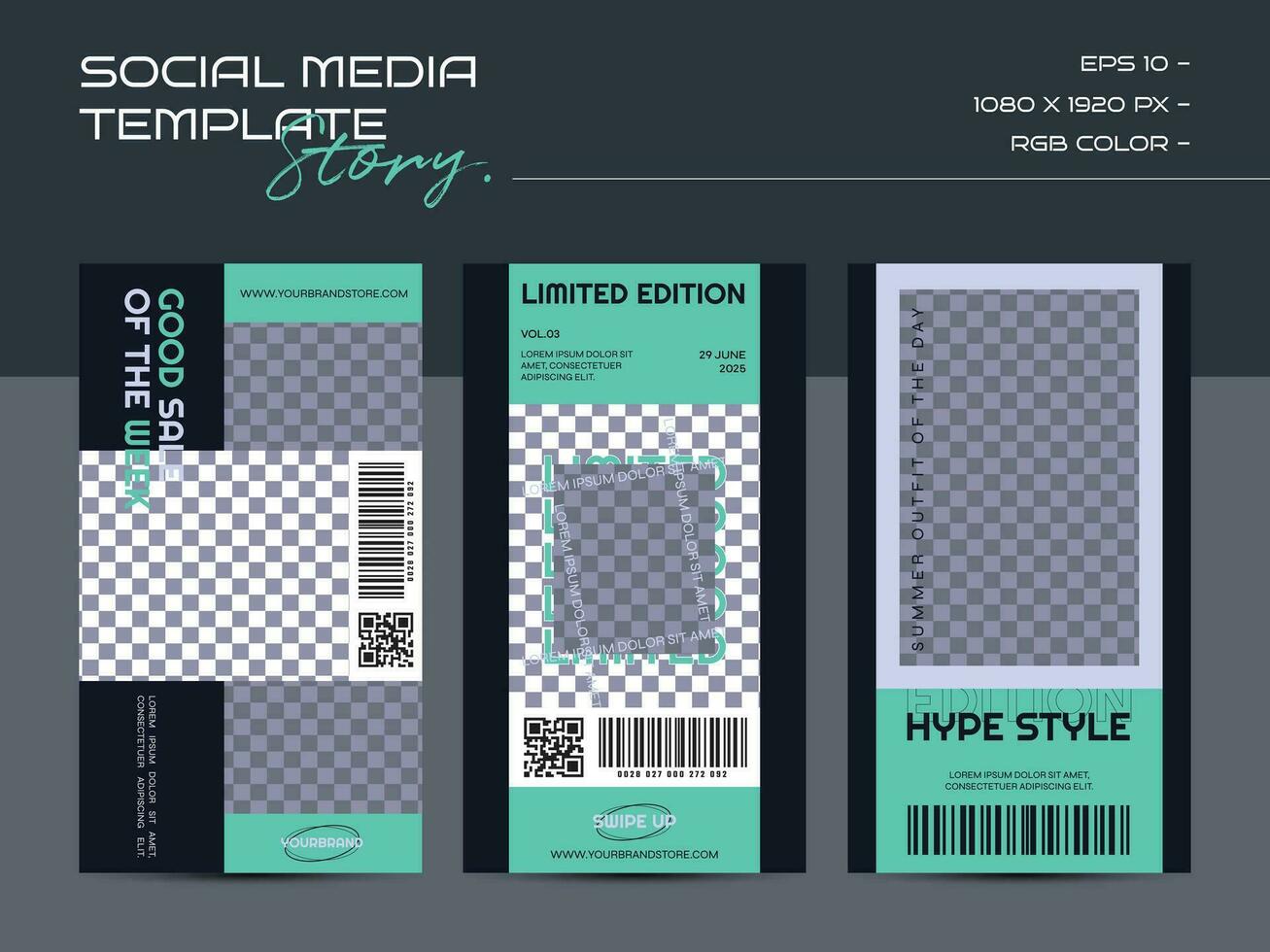 Modern fashion design for social media story template vector