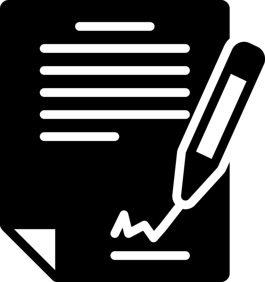 solid icon for signing the contract vector
