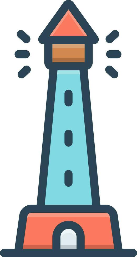 color icon for light house vector