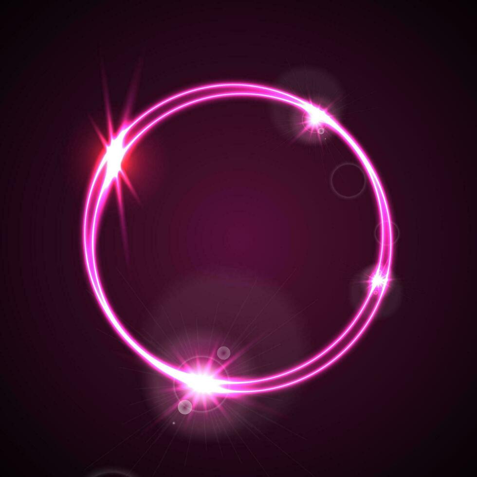 Glowing purple neon vector ring shiny template design