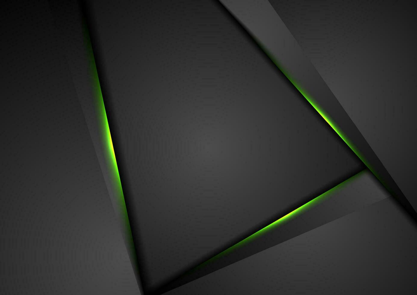 Black abstract tech background with green light vector