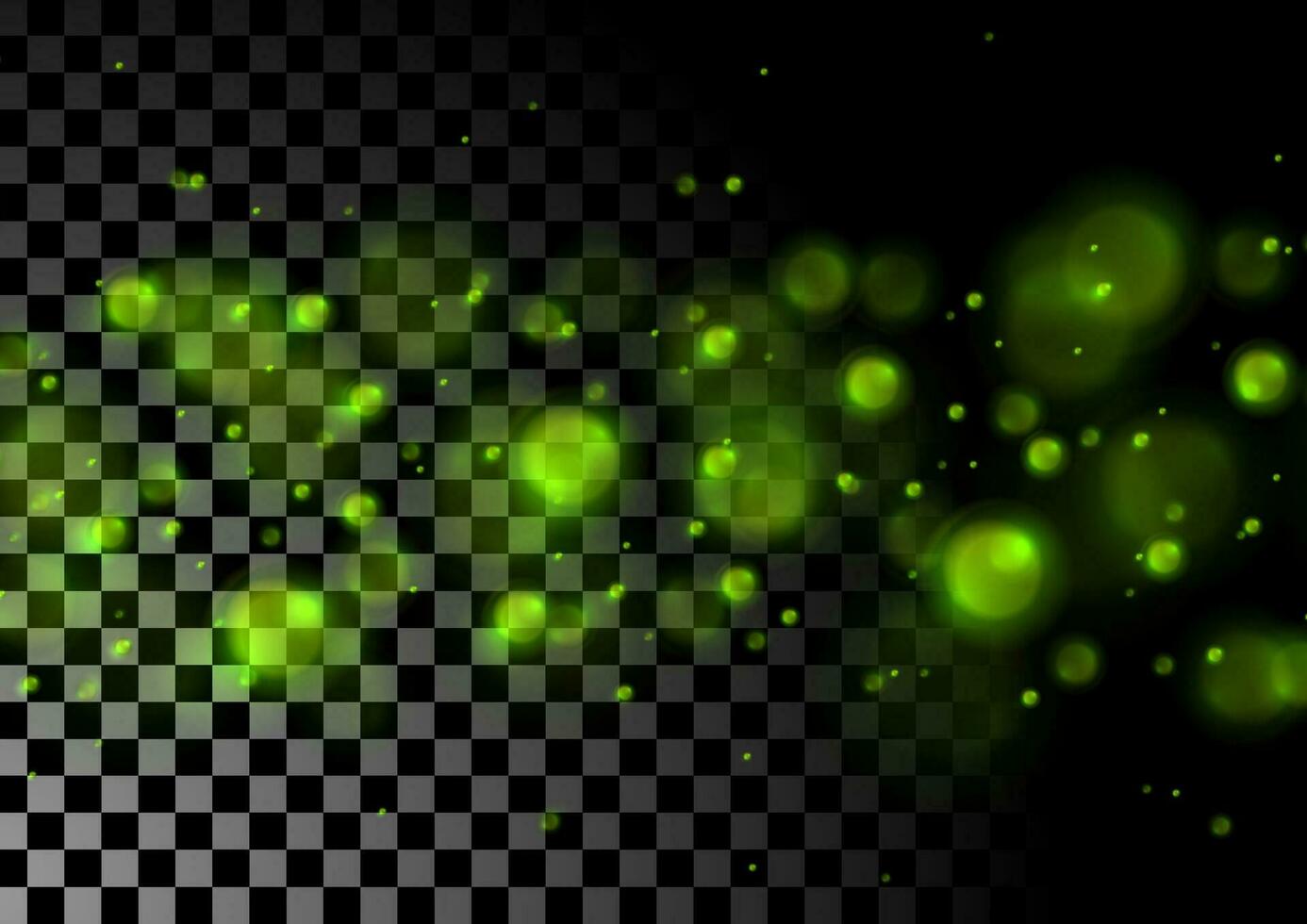 Green luminous bokeh lights particles background vector