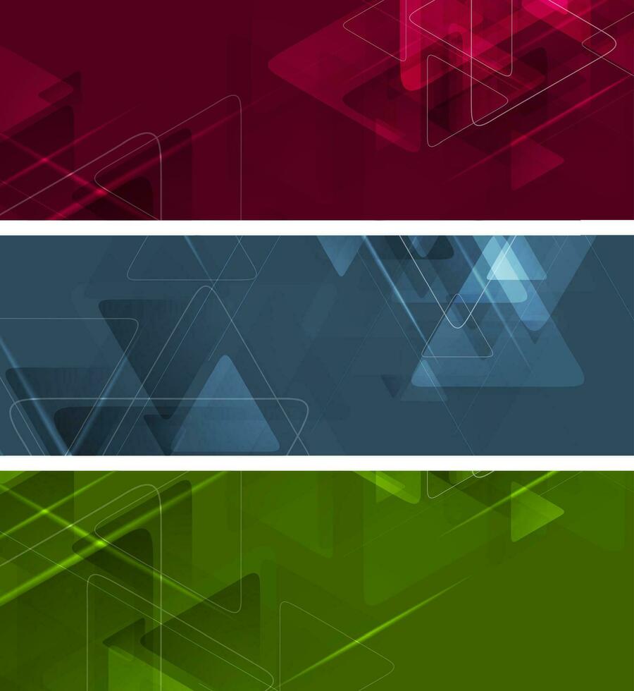 Abstract tech geometric polygonal banners design vector
