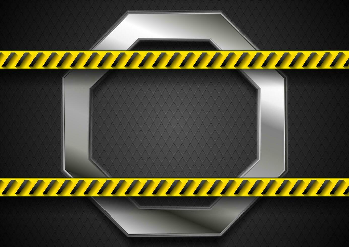 Abstract silver technology background with danger tape vector