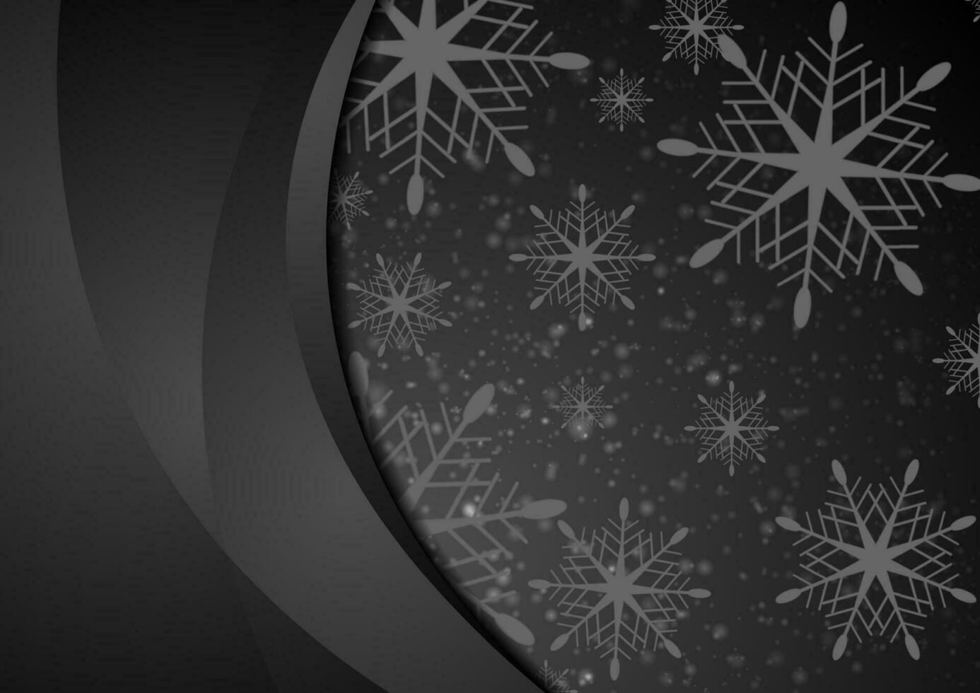 Black abstract snowflakes Christmas wavy background vector