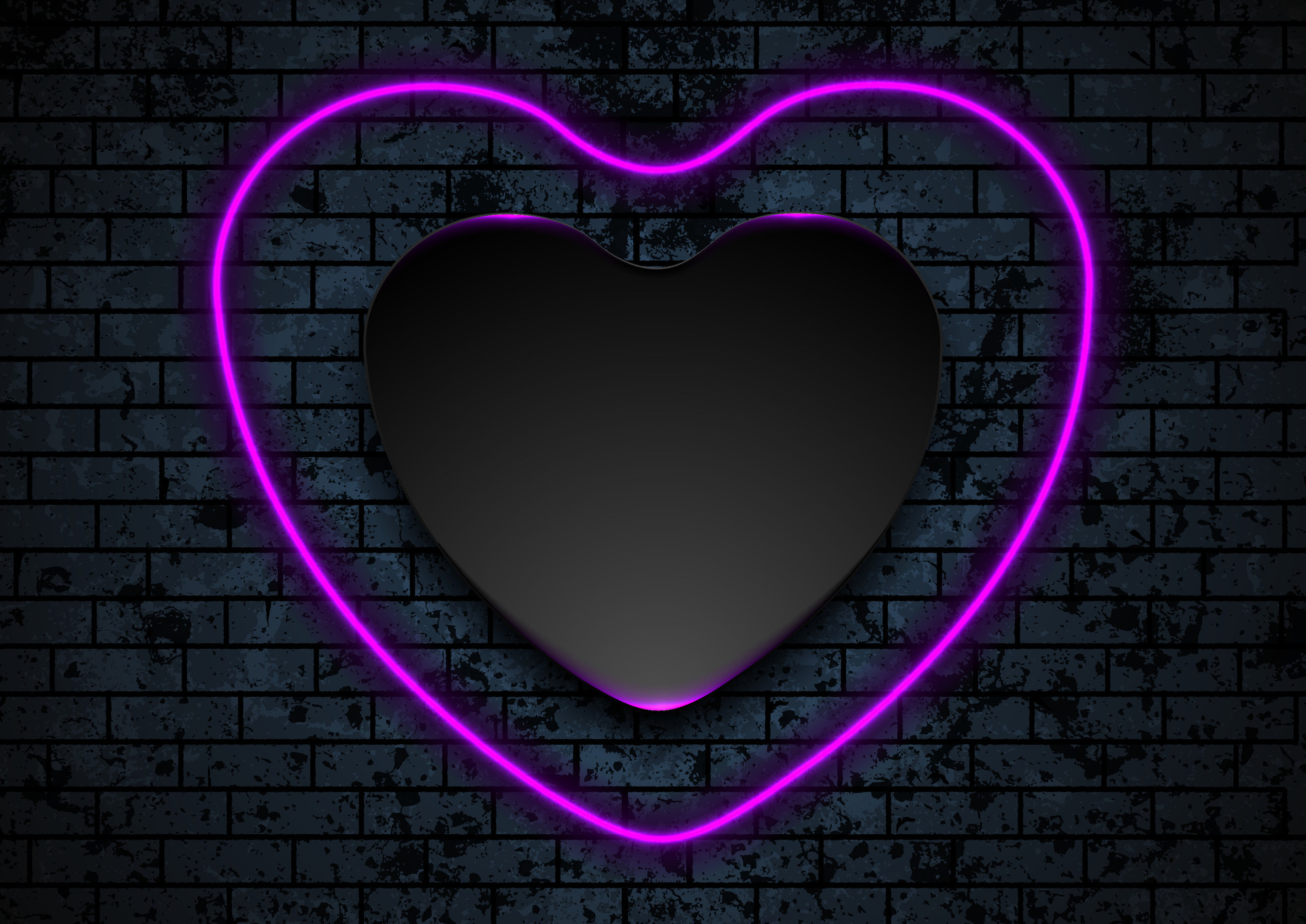 Neon Purple Heart On Dark Brick Wall Background 26224747 Vector Art At Neon Purple Heart On Dark Brick Wall Background Vector