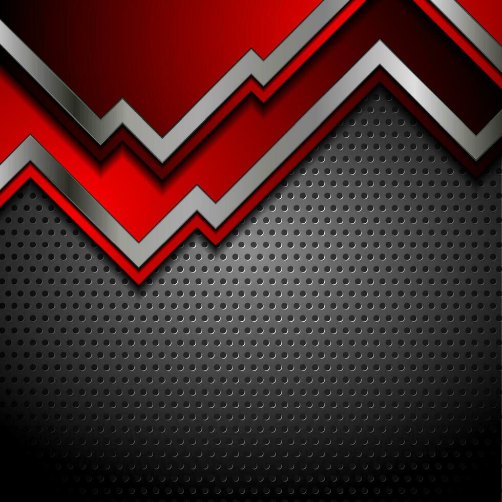 Bright red and perforated metallic technology background vector