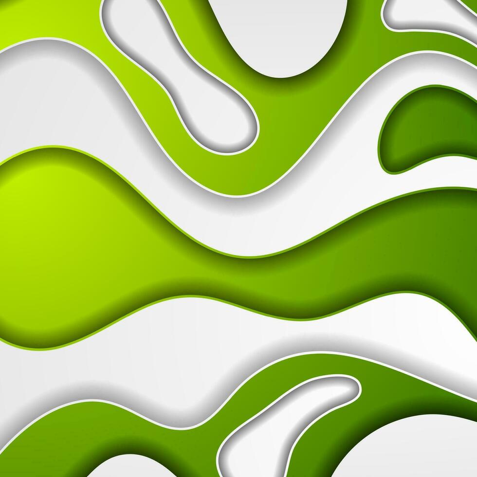 brillante verde corte de papel olas resumen antecedentes vector