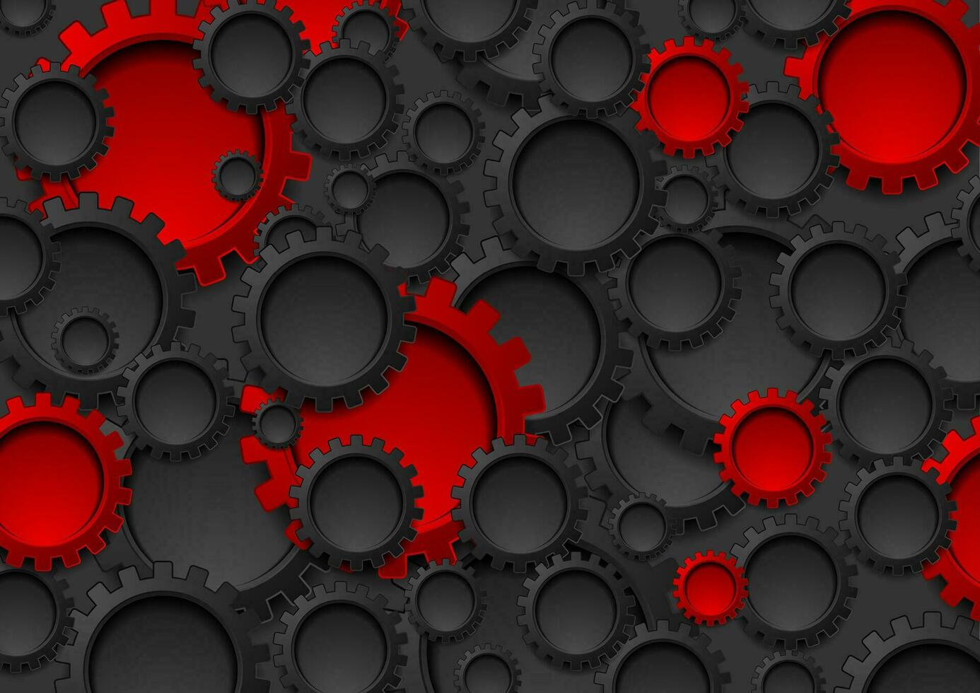 Black and red technology gears abstract background vector