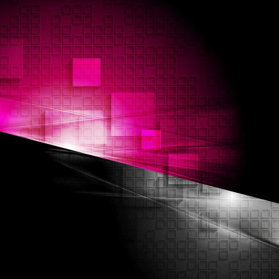 Pink and black contrast background with squares vector