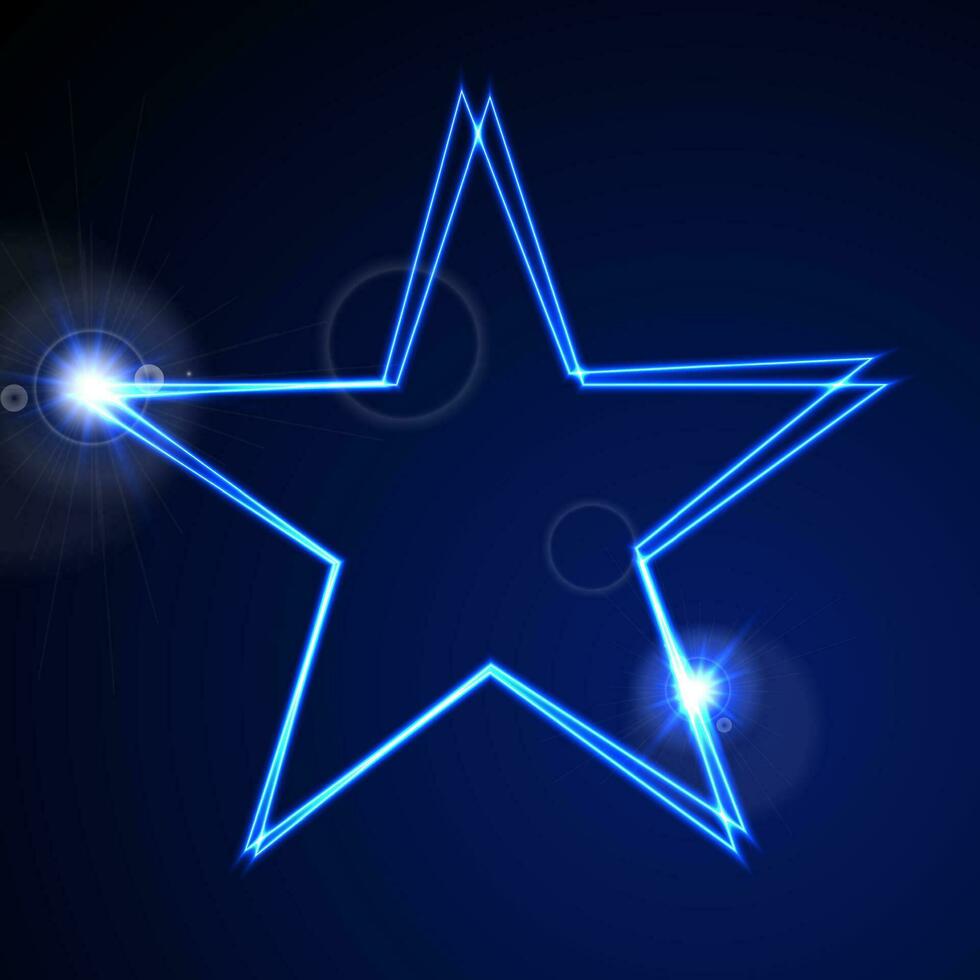 Dark blue glowing neon abstract star background vector