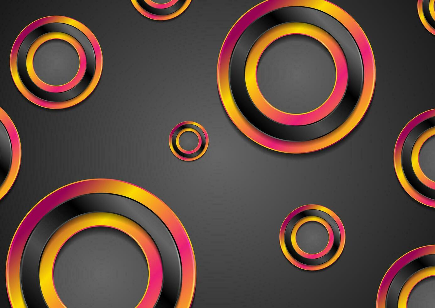 Purple orange glossy rings on dark background vector