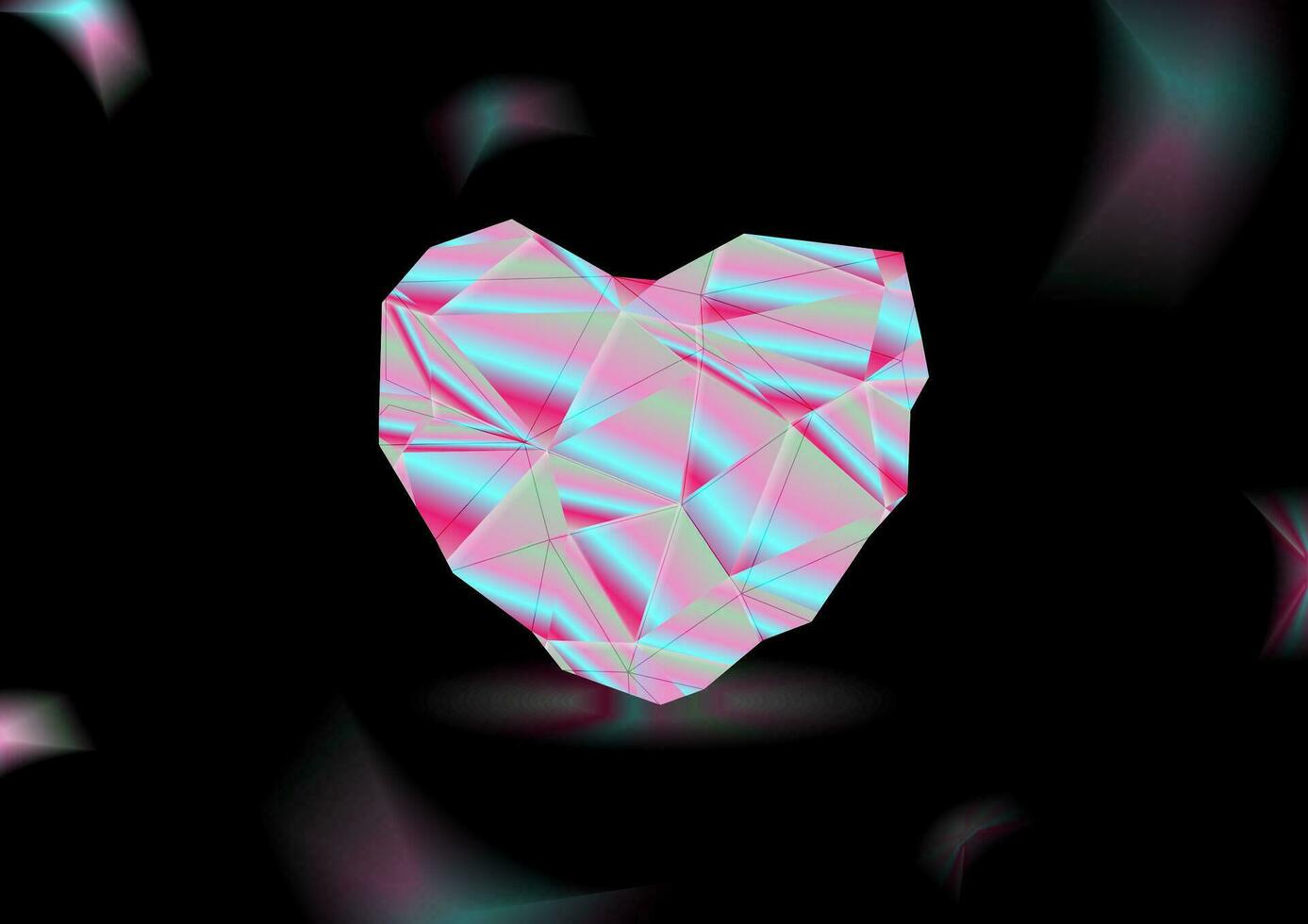 Cristal polygonal heart made of holographic foil abstract background vector