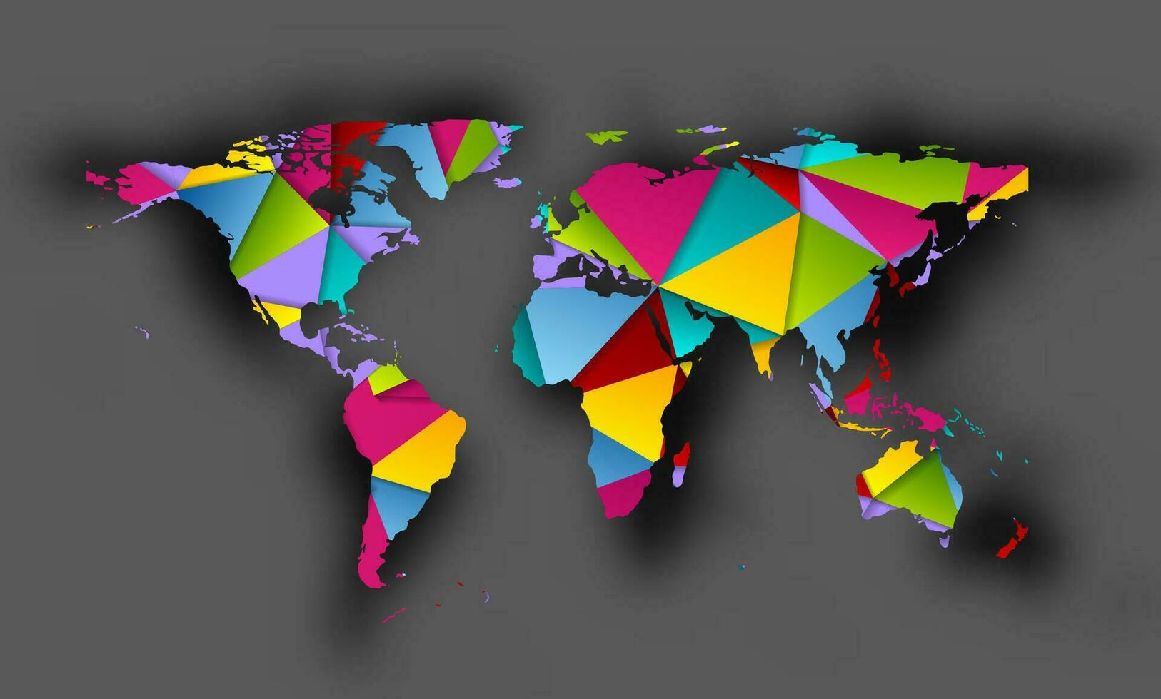 Colorful polygonal world map with shadow vector