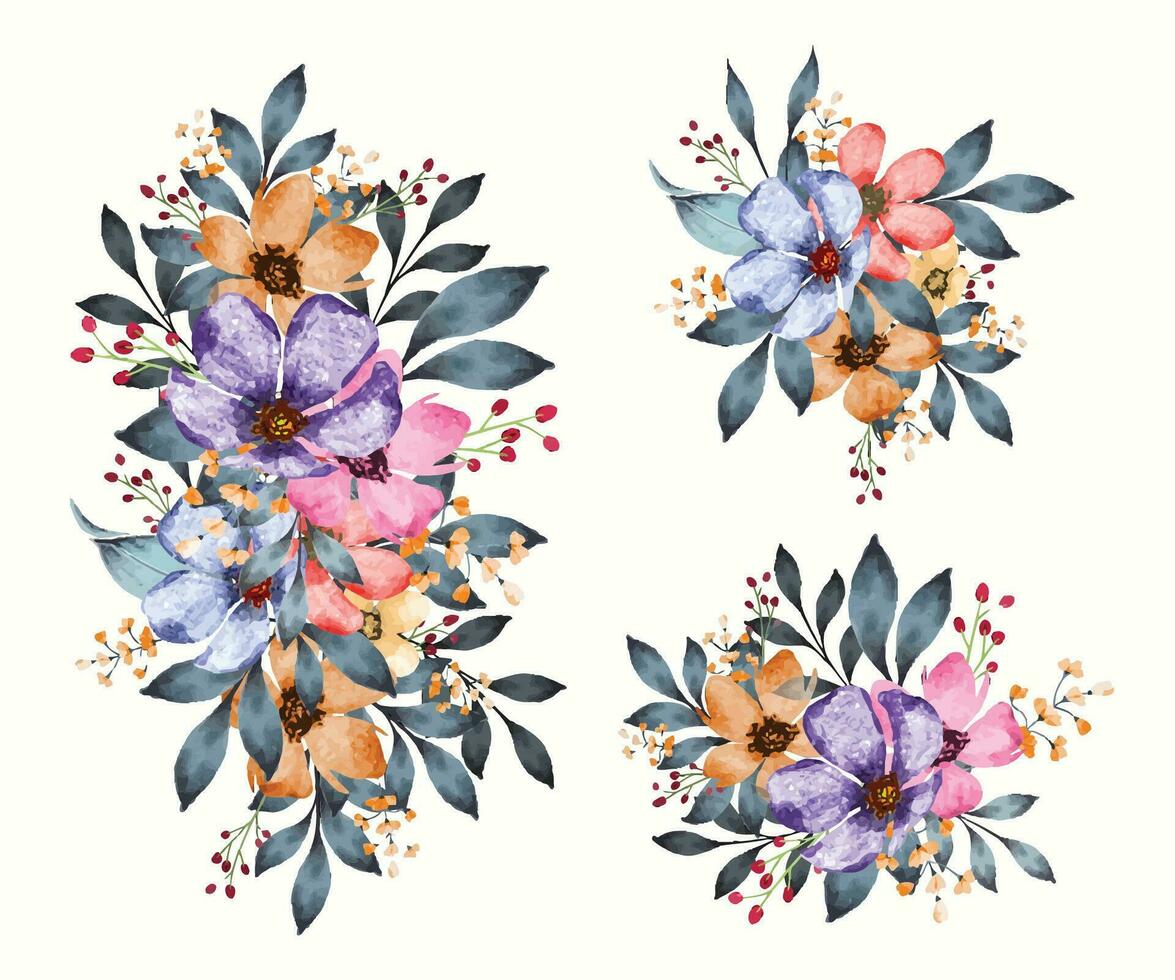 Purple flower bouquet for invitation card design vector