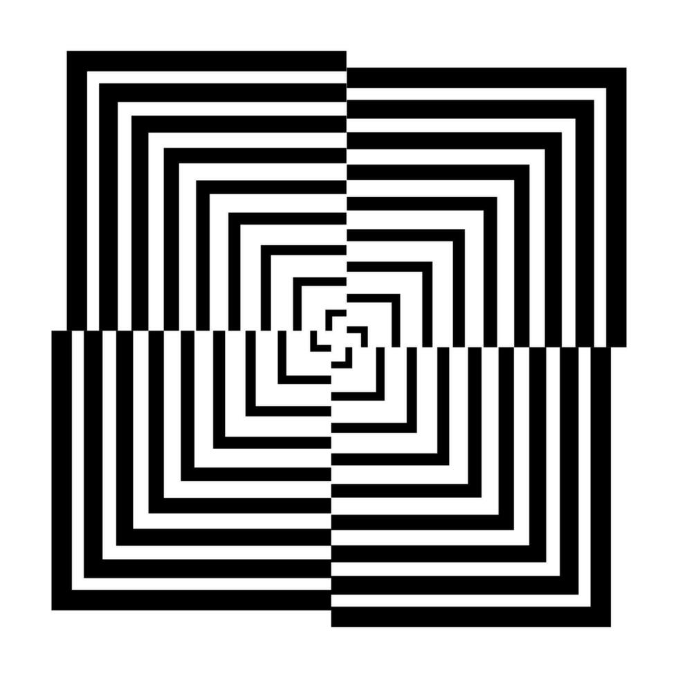 Optical illusion vector conceptual black and white squares design. Vector illustration.
