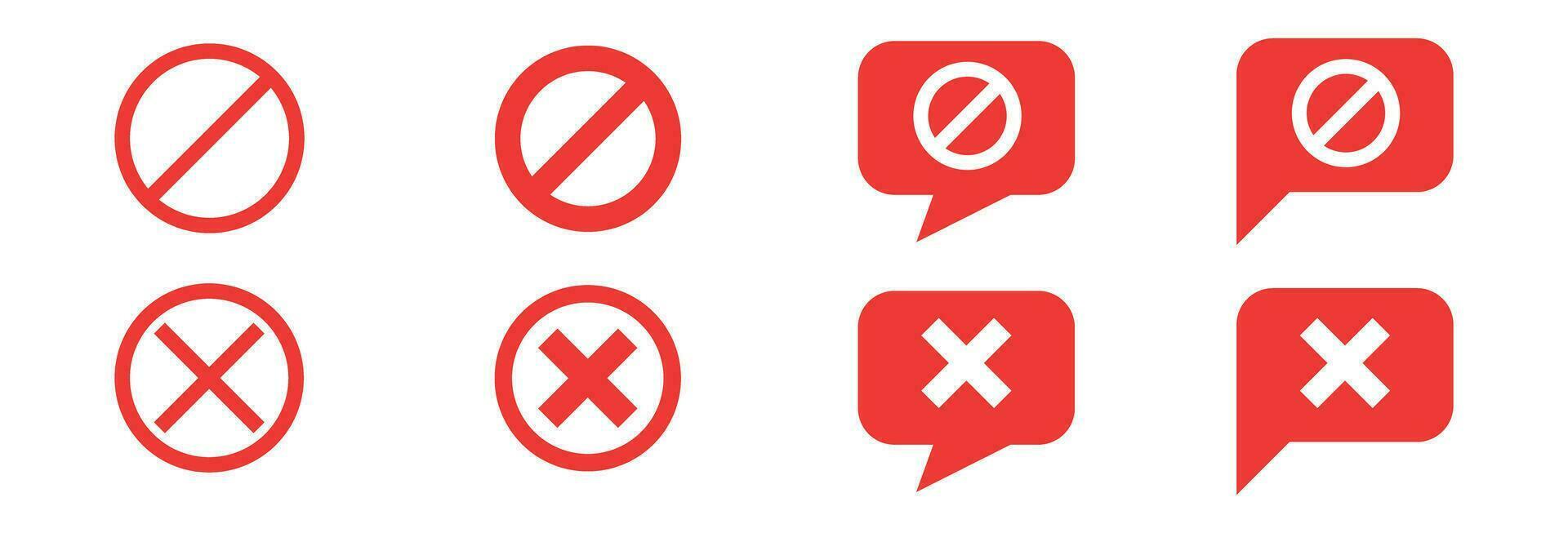 blocked social media, comment, reply icon red cross vector