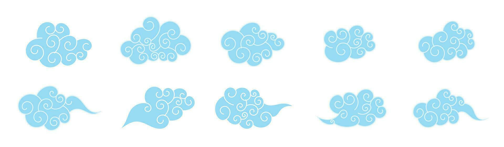 ornamental traditional doodle clouds hand drawing swirl vector