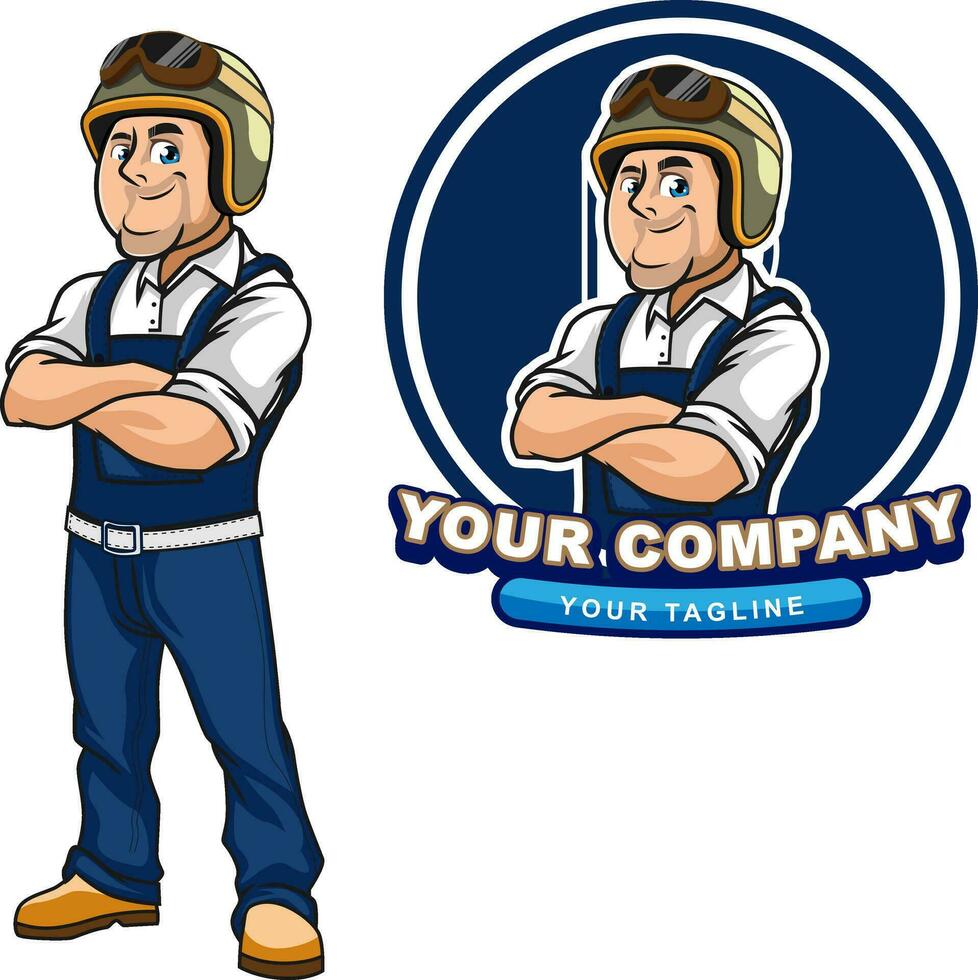 Mechanic mascot logo template vector