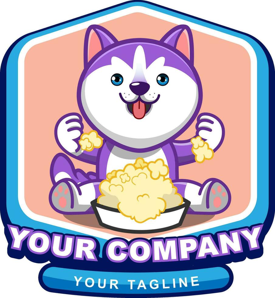 cute husky mascot logo template vector