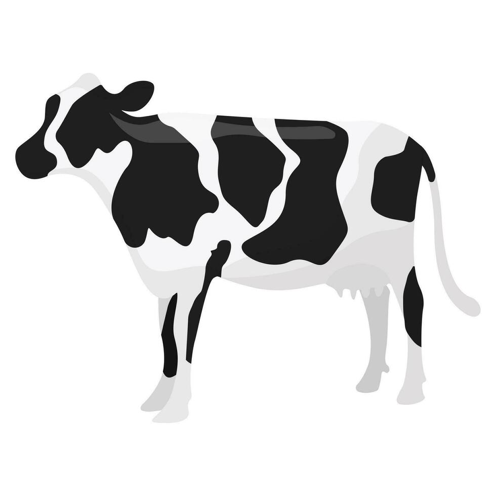 Concept cartoon cattle icon, farm agriculture breeding cow vector illustration, isolated on white. Healthy animal free range.