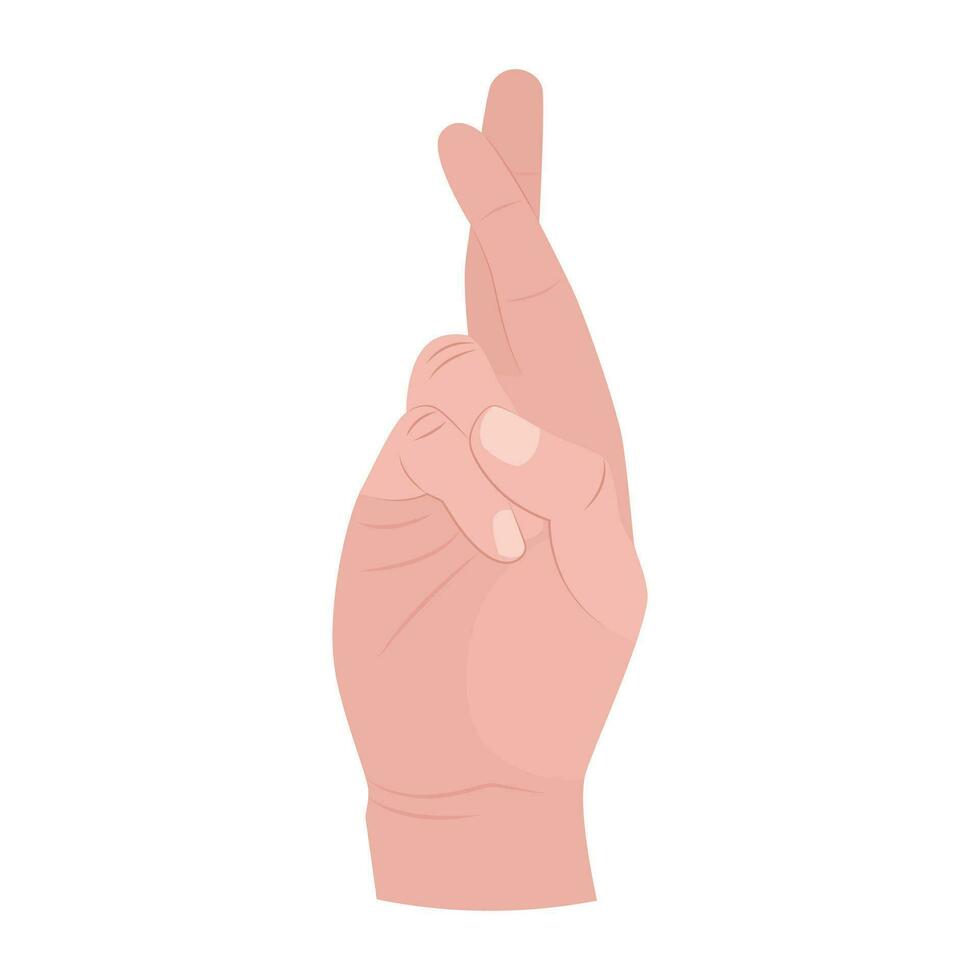 The sign of crossed fingers is a symbol of good luck. Vector illustration isolated on white background.