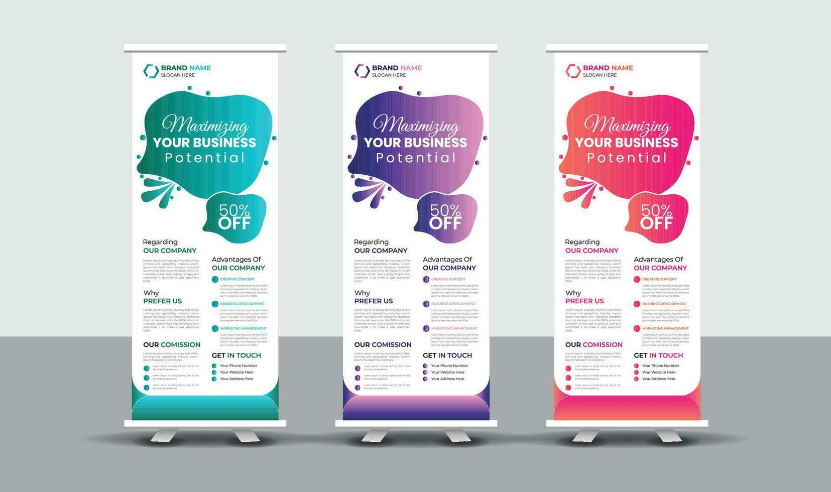 diseño de banner enrollable de negocios corporativos vector