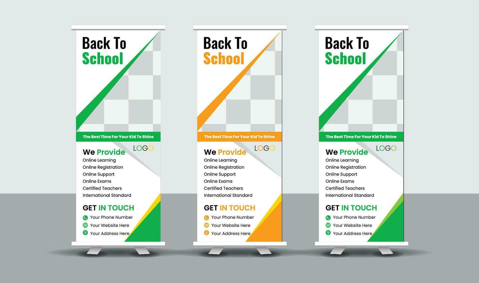 Creative School Roll Up Banner Design vector
