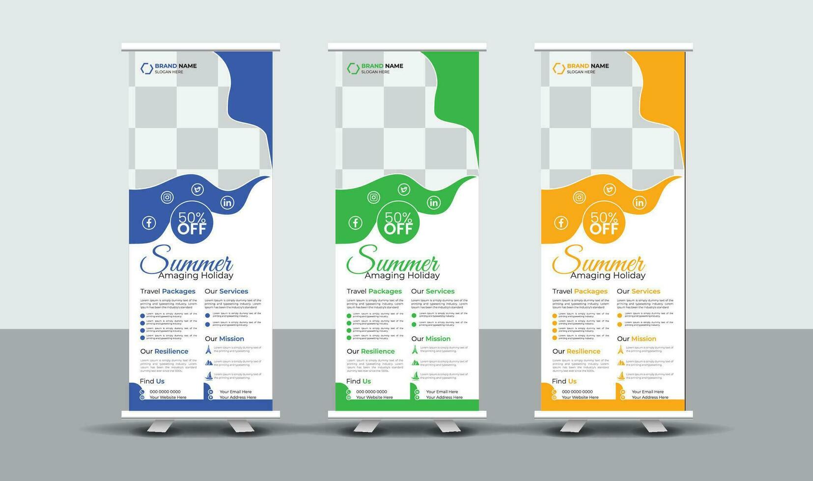 Creative Travel Roll Up Banner Design vector