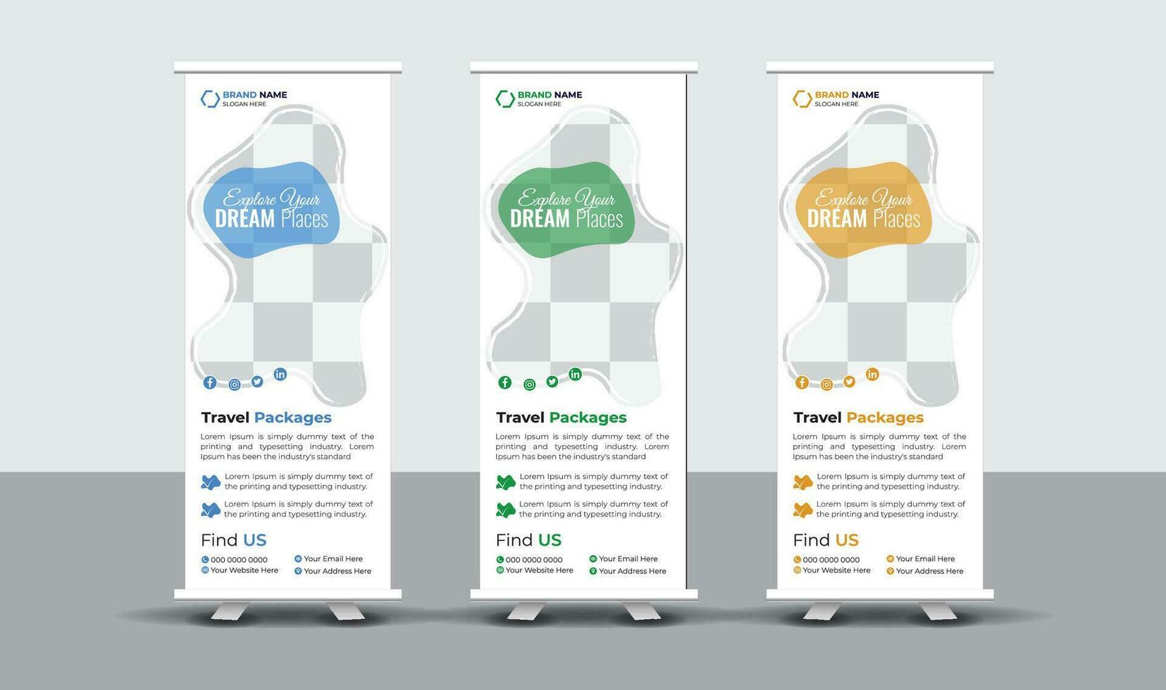 Creative Travel Roll Up Banner Design vector