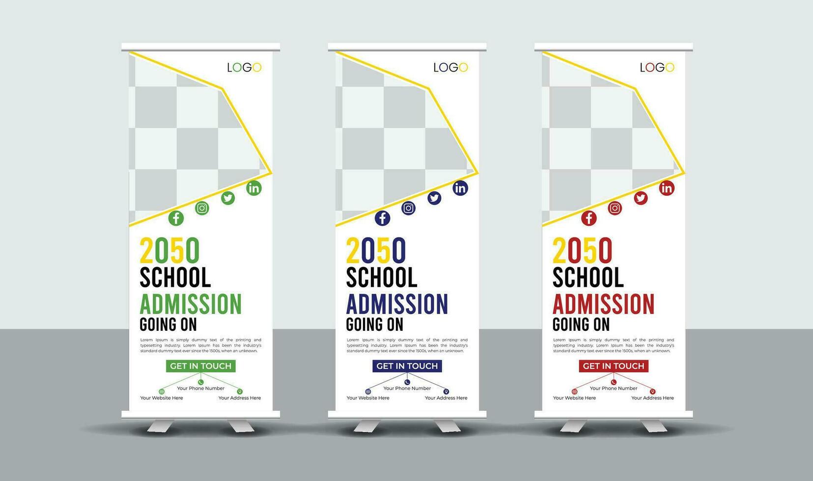Creative School Roll Up Banner Design vector