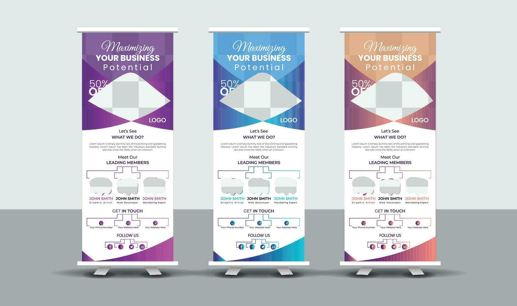 Trendy Business Roll Up Banner Design vector
