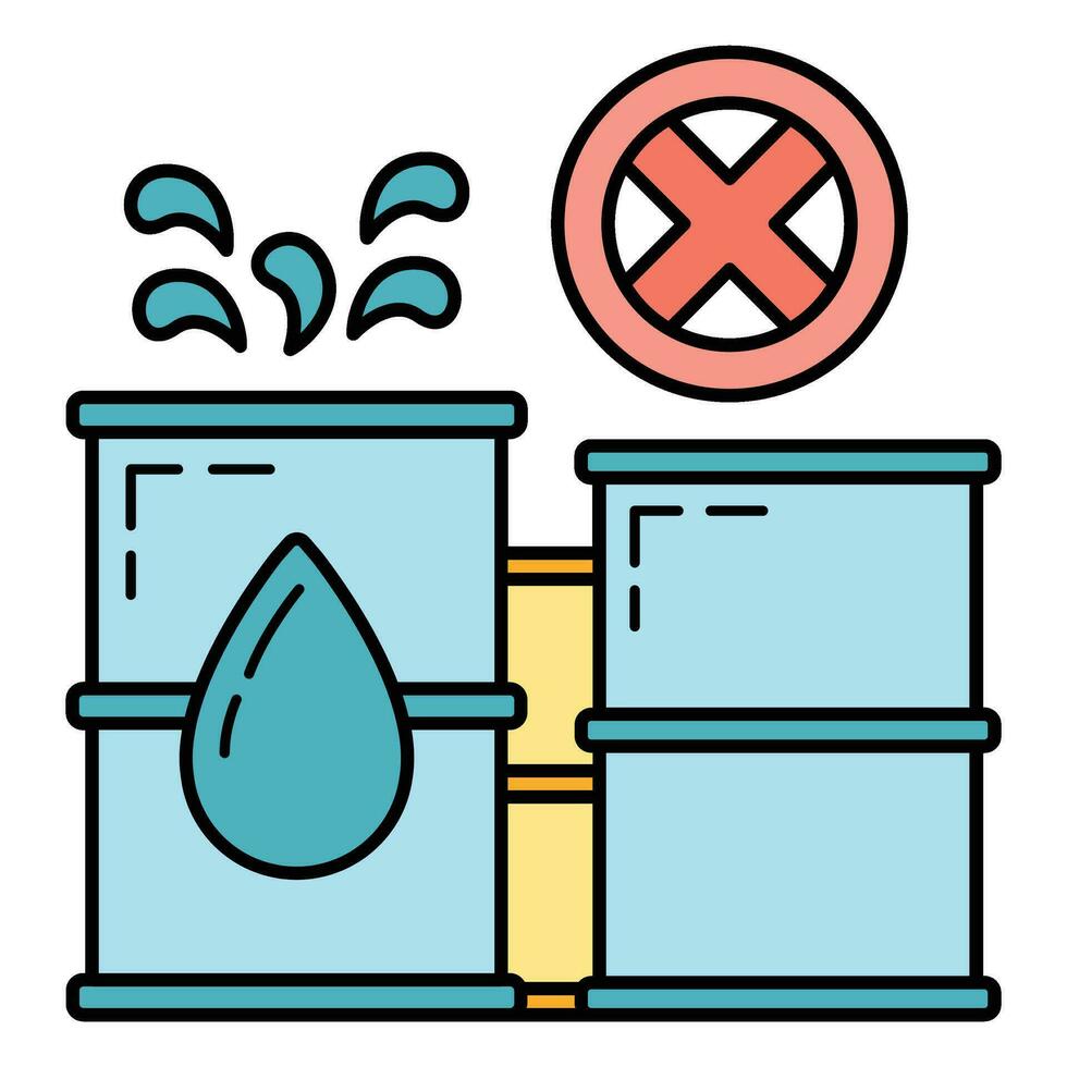 Stop use barrel oil industry, world oil pollution by petroleum concept icon, green eco earth cartoon flat vector illustration, isolated on black.