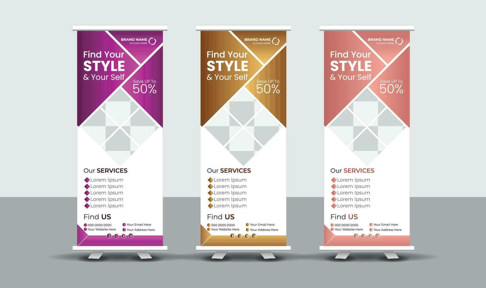 Creative Fashion Roll Up Banner Design vector